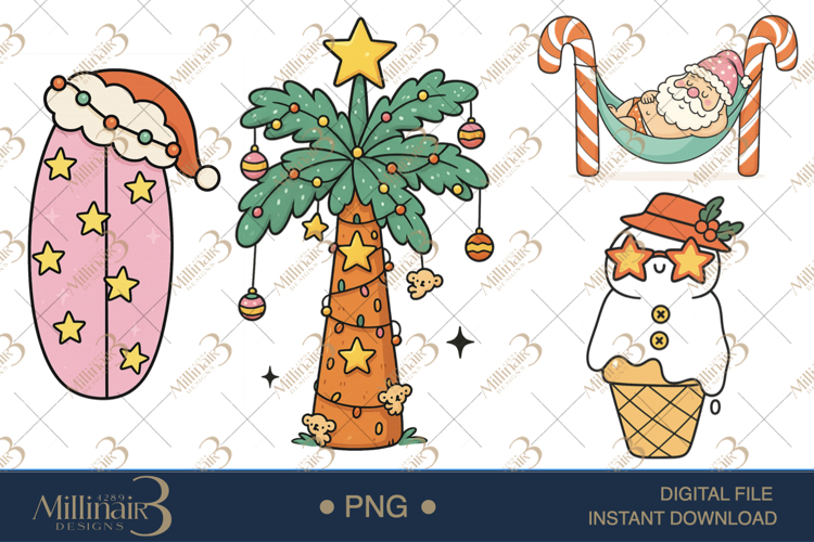 Groovy Summer Christmas Retro Clipart | Christmas in July