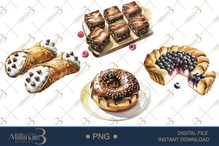 Watercolor Baked Goods Clipart for Cozy Kitchen Creations