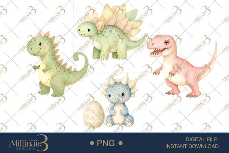 Watercolor Dinosaur Clipart Image 9