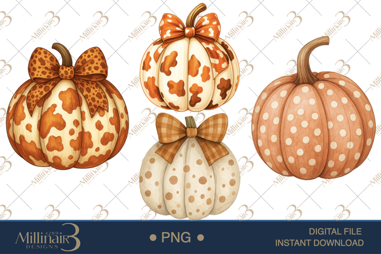 Fall Pumpkins Clipart | Cozy Autumn Graphics example image 1