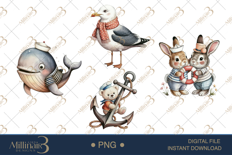 Cute Sailor Animals Clipart
