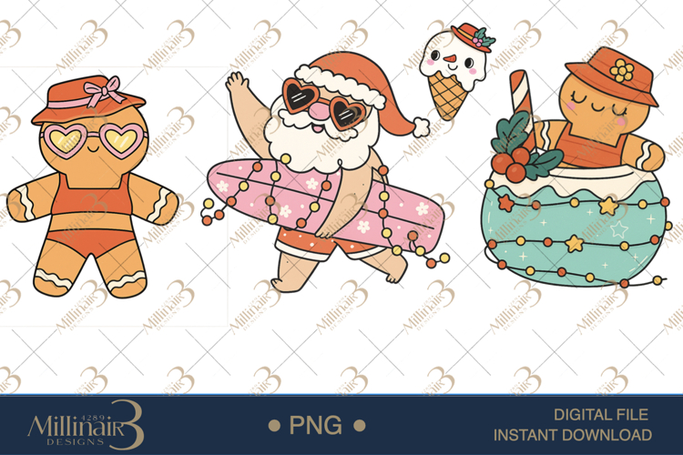 Groovy Summer Christmas Retro Clipart | Christmas in July