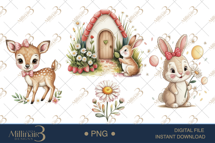 Spring Cottage Clipart |Cozy Watercolor House   Garden Eleme