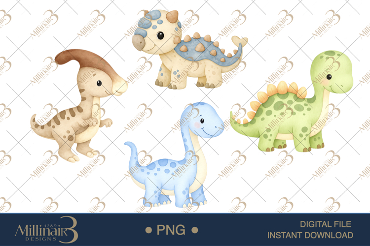 Watercolor Dinosaur Clipart Image 8