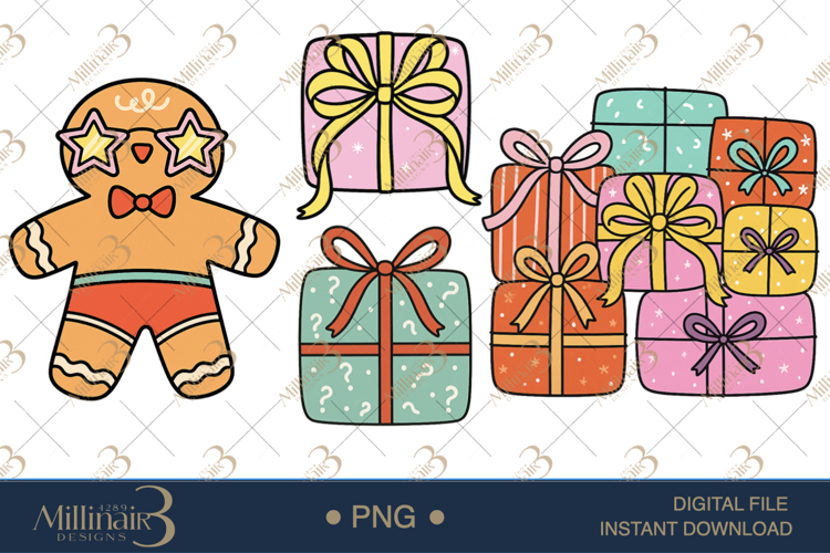 Groovy Summer Christmas Retro Clipart | Christmas in July