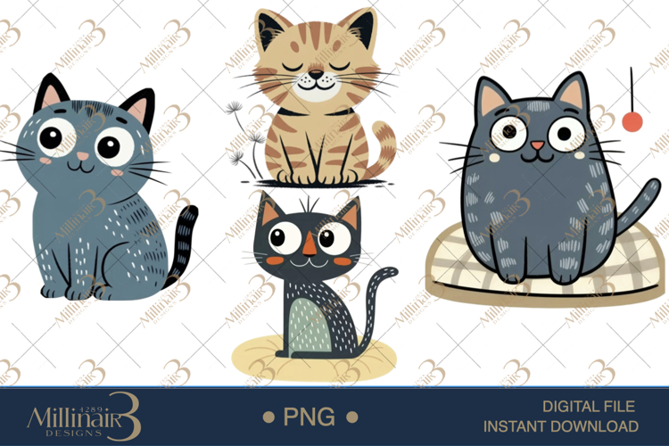 Cartoon Cat PNG Clipart |Cute Cats in Fun Cat PNG
