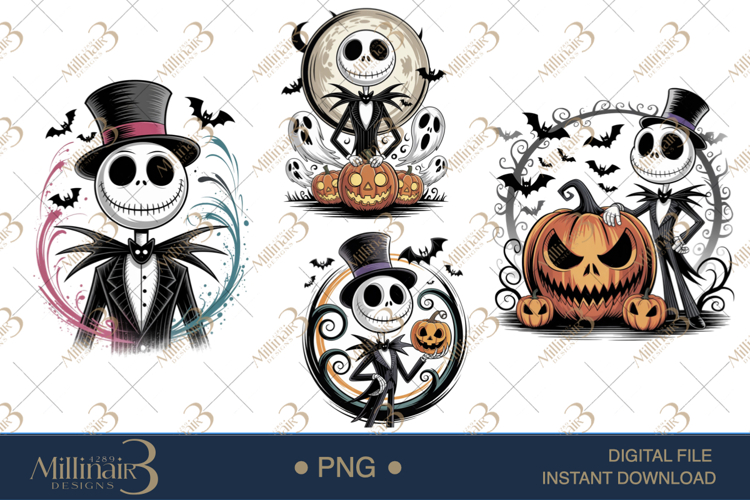 Cute Halloween Skeleton with Pumpkins Spooky Jack PNG