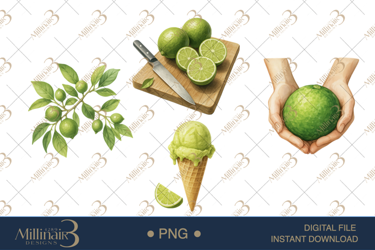 Key Lime Watercolor Clipart