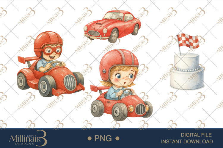 Cute Little Red Racer Clipart