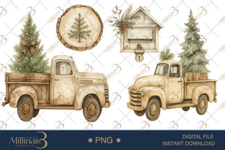 Watercolour Rustic Christmas Clipart | Christmas Warm Color