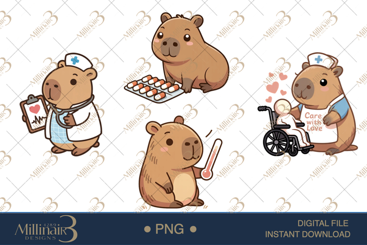 Cute Capybara Medical School Clipart PNG