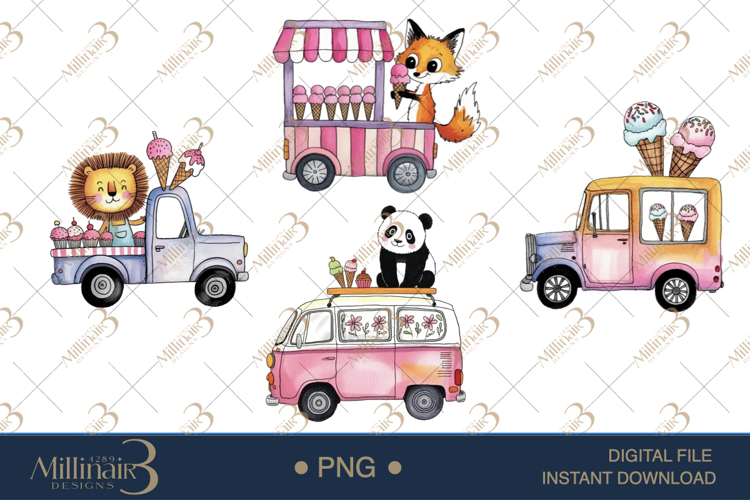 Ice Cream Truck Clipart PNG |Cute Summer Food Truck