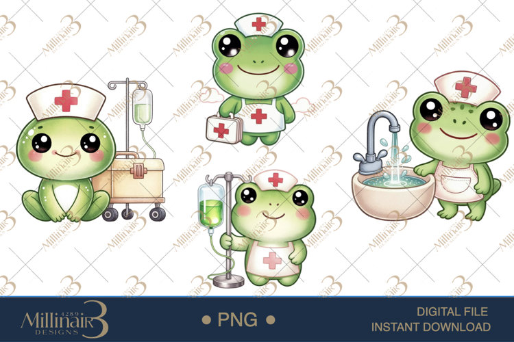Cute Nurse Frog Clipart PNG |Frog Medical Cliparts