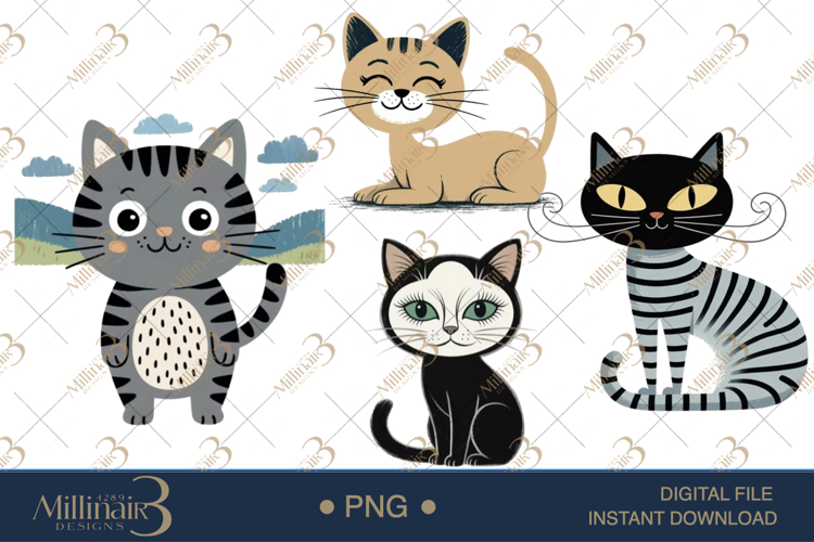 Cartoon Cat PNG Clipart |Cute Cats in Fun Cat PNG