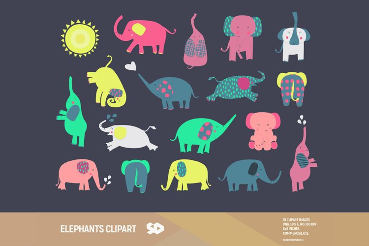 Elephants clipart, elephant clip art, animal sticker example image 1