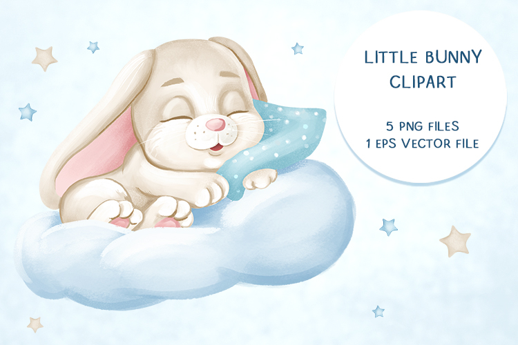 Newborn baby clipart, Cute little bunny vector file