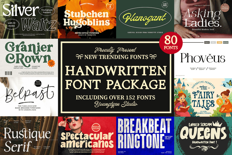 Handwritten Font Package - 80 Stylish Font example image 1