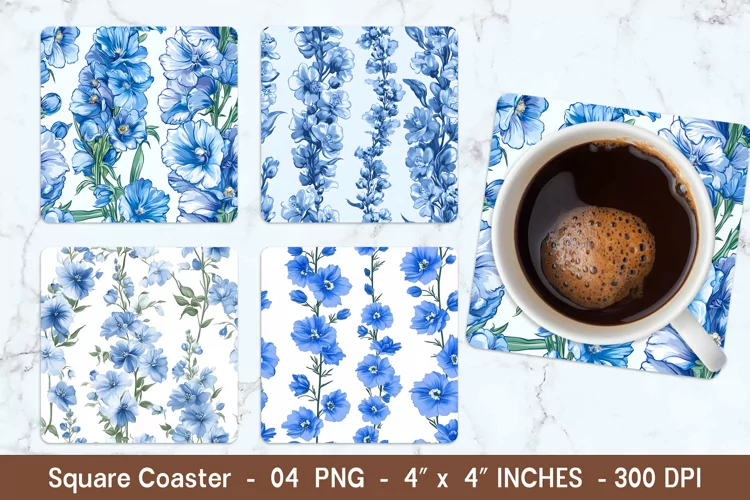 Delphinium Flower Square Coasters | Square Coaster png