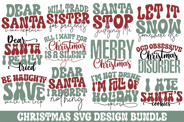 Christmas Svg Bundle - Retro Christmas Svg Design Bundle