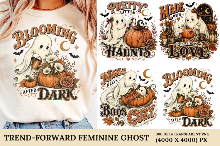 Trend-Forward Feminine Ghost PNG example image 1