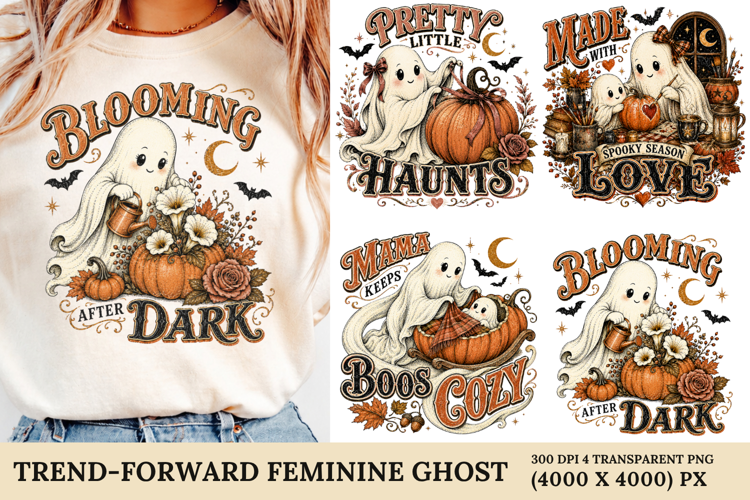 Trend-Forward Feminine Ghost PNG