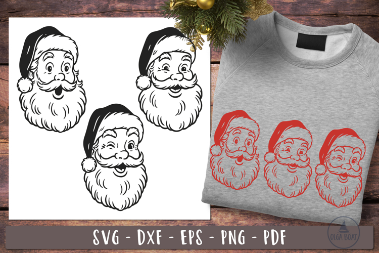 Vintage Santa Face SVG Santa Head Christmas designs