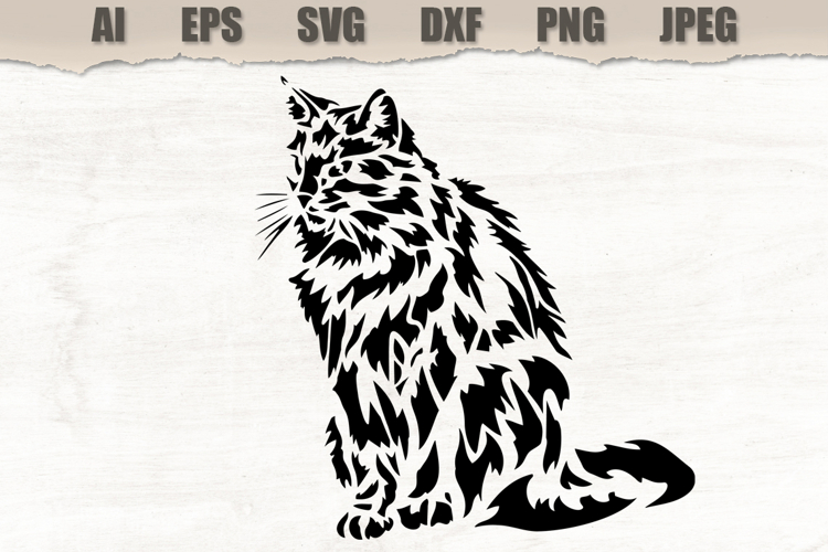 Stencil Long Hair Cat