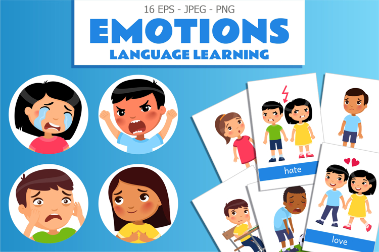 Educational Flashcards - Emotions Language Learning