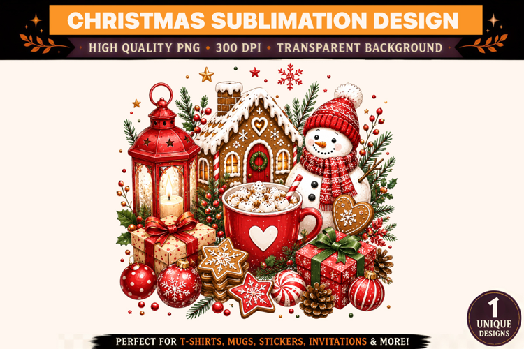 Christmas PNG, Christmas Sublimation Design, Gingerbread Hou