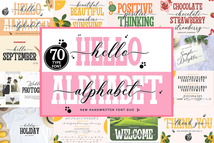 Hello Alphabet - Font Duo In 70 Type Font Family