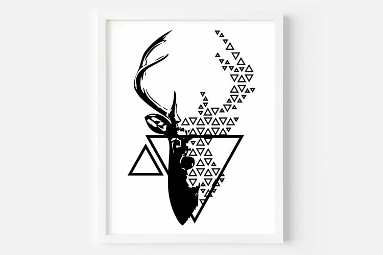 Geometric Abstract Deer Wall Art, Deer Wall Art Print