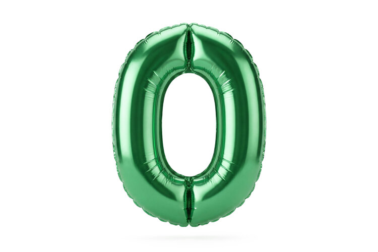 Green Metallic Number 0 Foil Balloon Party Decoration example image 1