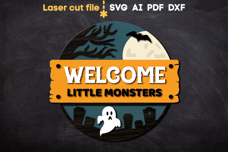 Welcome Halloween SVG laser cut file for Glowforge
