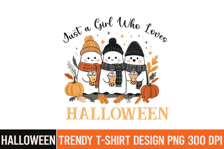 Just a Girl Who Loves Halloween Sublimation PNG