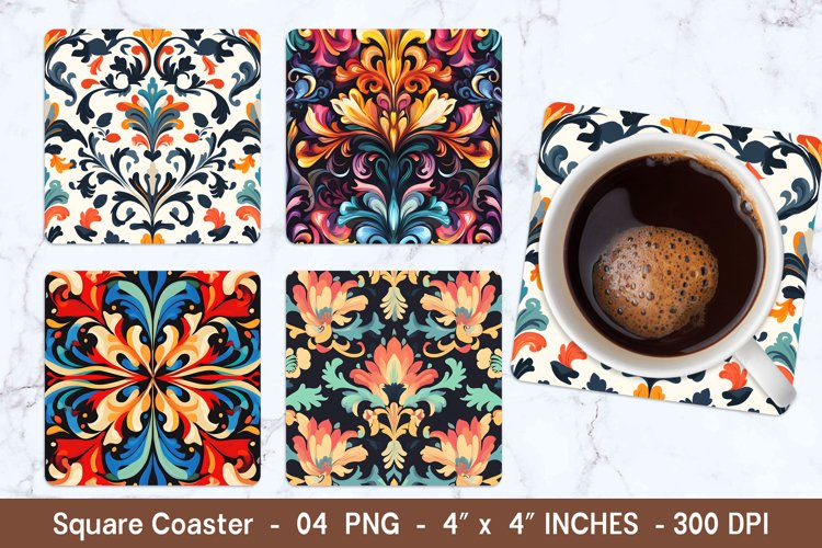Decorative Colorful Square Coasters | Square Coaster Png example image 1