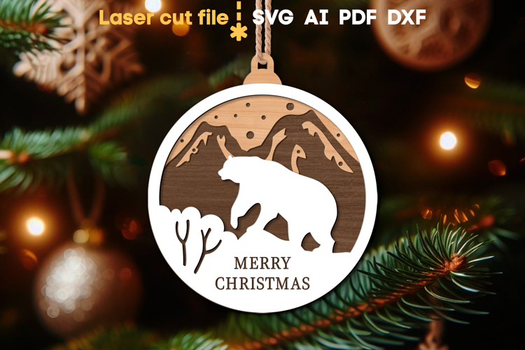 Christmas Ornament SVG laser cut file for Glowforge