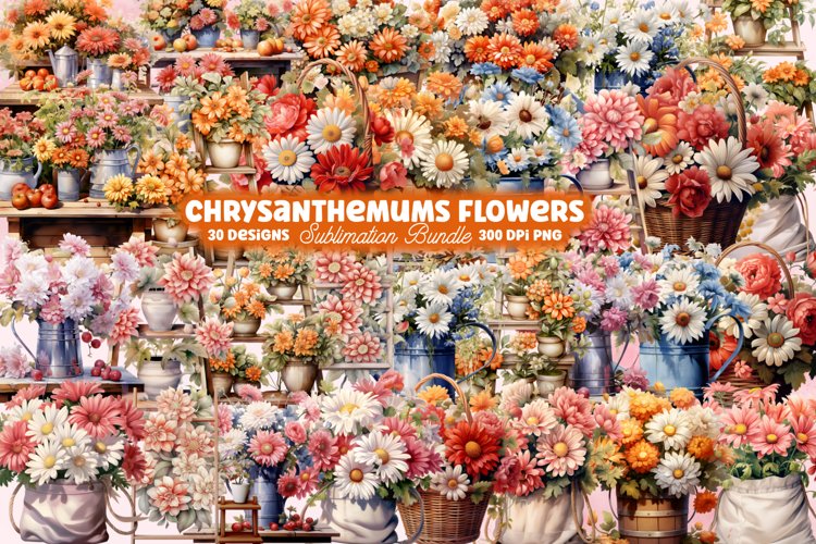 Chrysanthemums Flowers Sublimation Bundle, Chrysanthemums Fl
