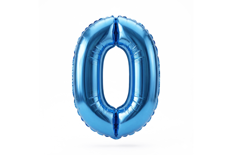 Blue Metallic Number 0 Foil Balloon Party Decoration