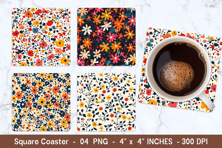 Ditzy Floral Square Coasters | Square Coaster Png