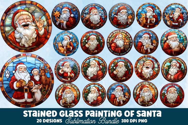 Stained Glass Painting Of Santa Clipart Sublimation