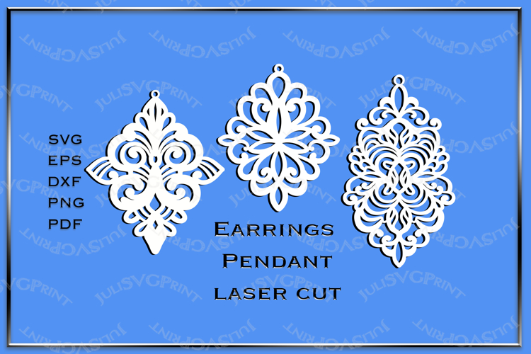 Earrings Laser cut template svg Ornate ornament Stencil cnc