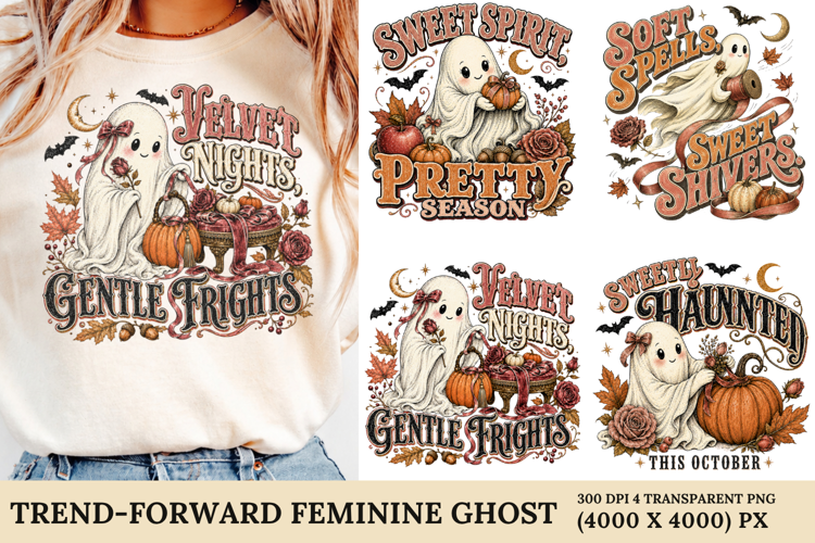 Trend-Forward Feminine Ghost PNG