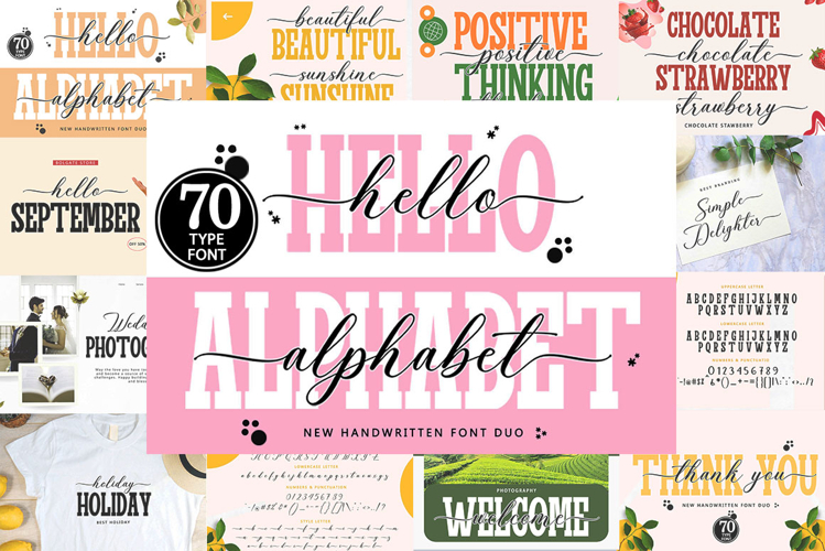 Hello Alphabet - Font Duo In 70 Type Font Family