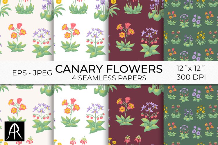 Canary Flora Millefleurs Digital Papers | Vintage Florals example image 1