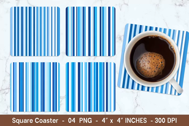 Blue Stripes Square Coasters | Square Coaster Png
