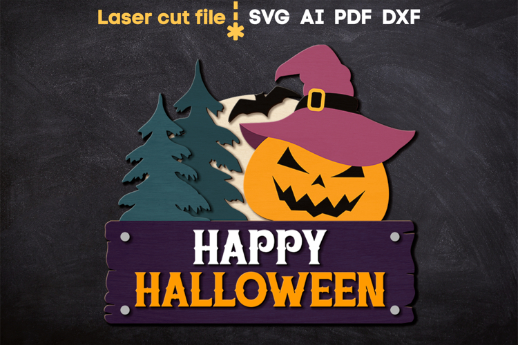 Happy Halloween Sign SVG laser cut file for Glowforge