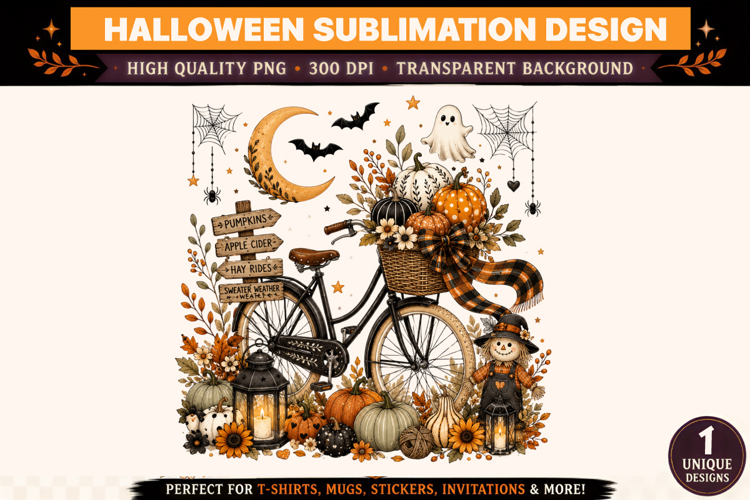 Halloween Bicycle Pumpkin Clipart