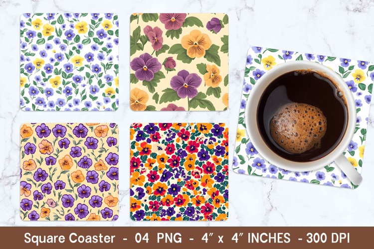 Pany Flower Square Coasters | Square Coaster Sublimation example image 1
