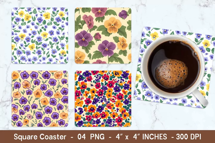 Pany Flower Square Coasters | Square Coaster Sublimation