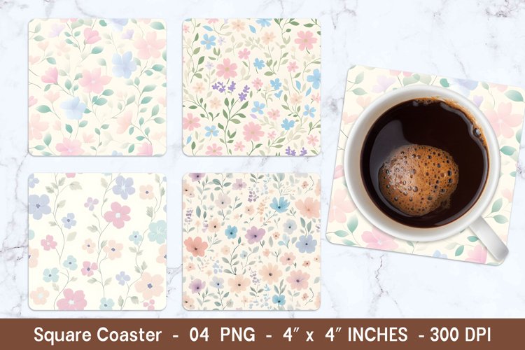 Pastel Floral Square Coasters | Square Coaster Png